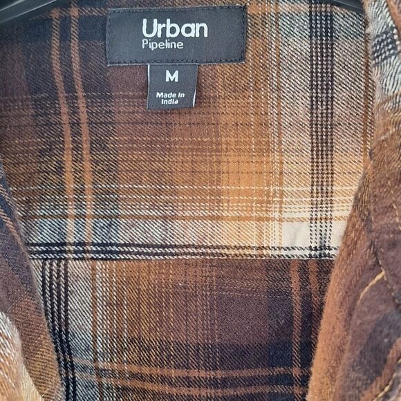 Men's Brushed Flannel Button-Down Shirt Urban Pipeline 100% Cotton Rustic Sz M - Picture 4 of 12